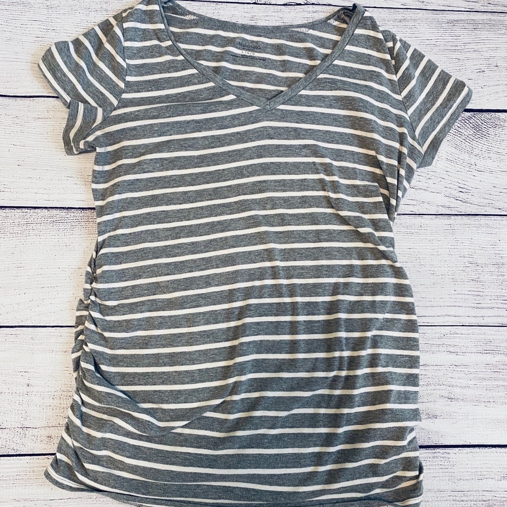 Motherhood maternity grey striped shirt